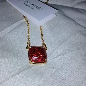 Kate Spade red glitter stone necklace